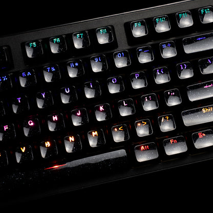 YMDK 136 Keys Jelly Black Double-shot PC Material OEM Profile Backlit Side Print Keycaps for 61/68/84/104/108 MX Mechanical Keyboard