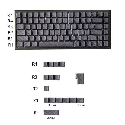 YMDK 100 Key Carbon Fiber Texture Key Caps Black Sidelit PBT Cherry Profile Custom Keycap for 61/64/68/84/87 MX Mechanical Keyboards