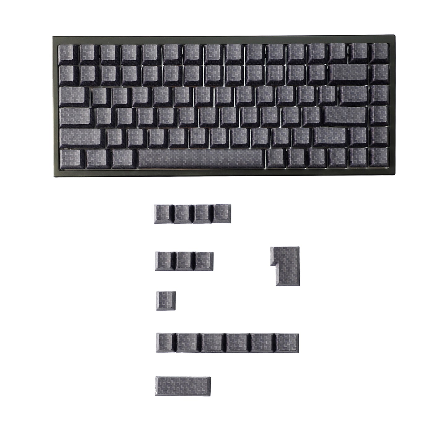 YMDK 100 Key Carbon Fiber Texture Key Caps Black Sidelit PBT Cherry Profile Custom Keycap for 61/64/68/84/87 MX Mechanical Keyboards