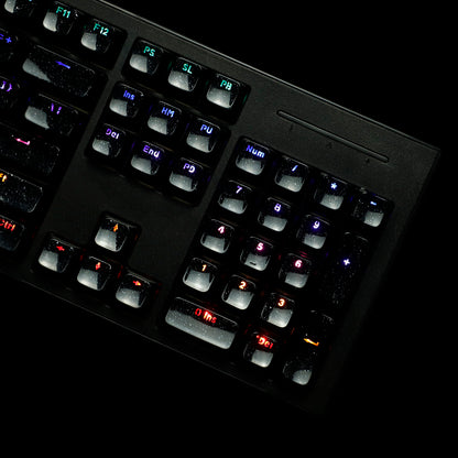 YMDK 136 Keys Jelly Black Double-shot PC Material OEM Profile Backlit Side Print Keycaps for 61/68/84/104/108 MX Mechanical Keyboard