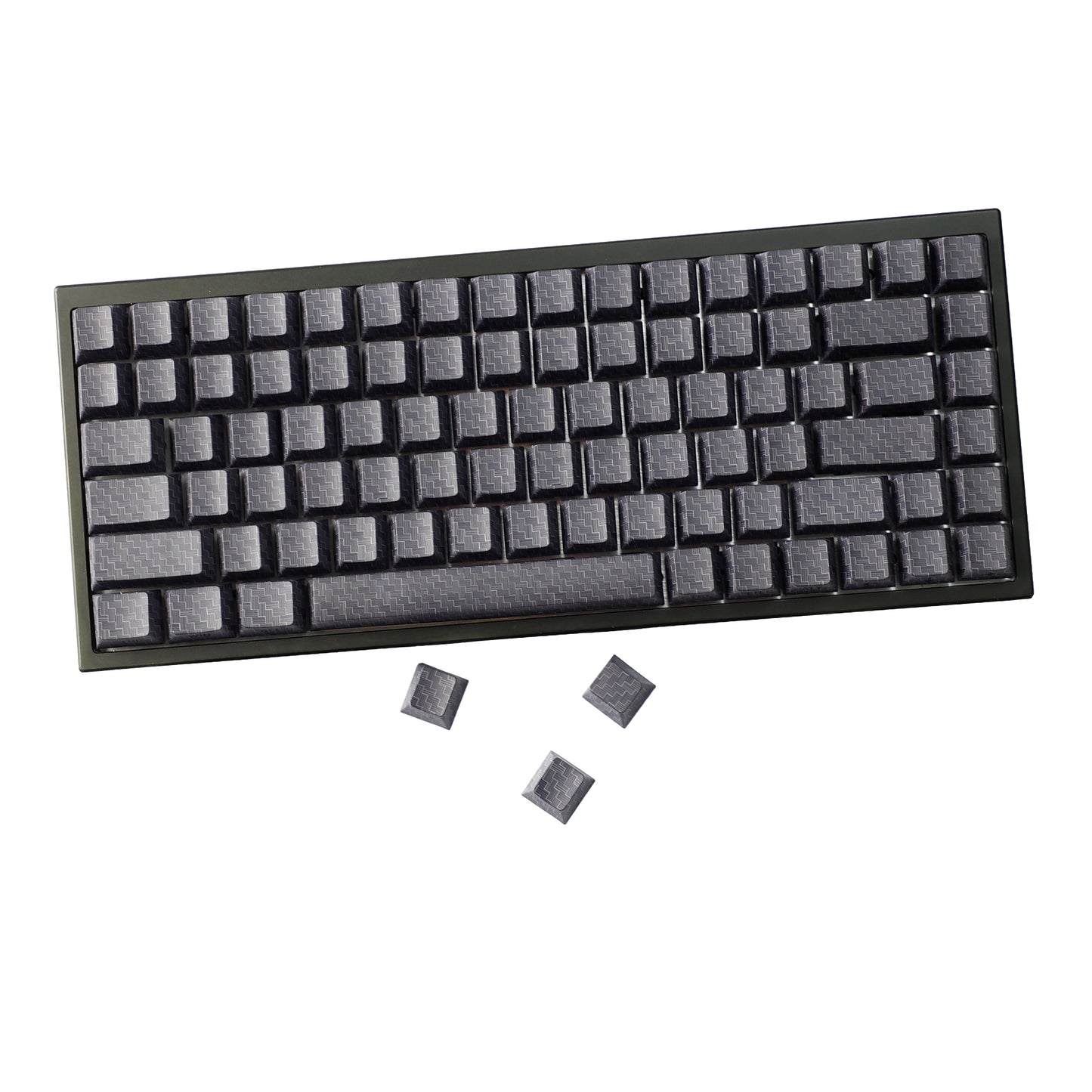 YMDK 100 Key Carbon Fiber Texture Key Caps Black Sidelit PBT Cherry Profile Custom Keycap for 61/64/68/84/87 MX Mechanical Keyboards