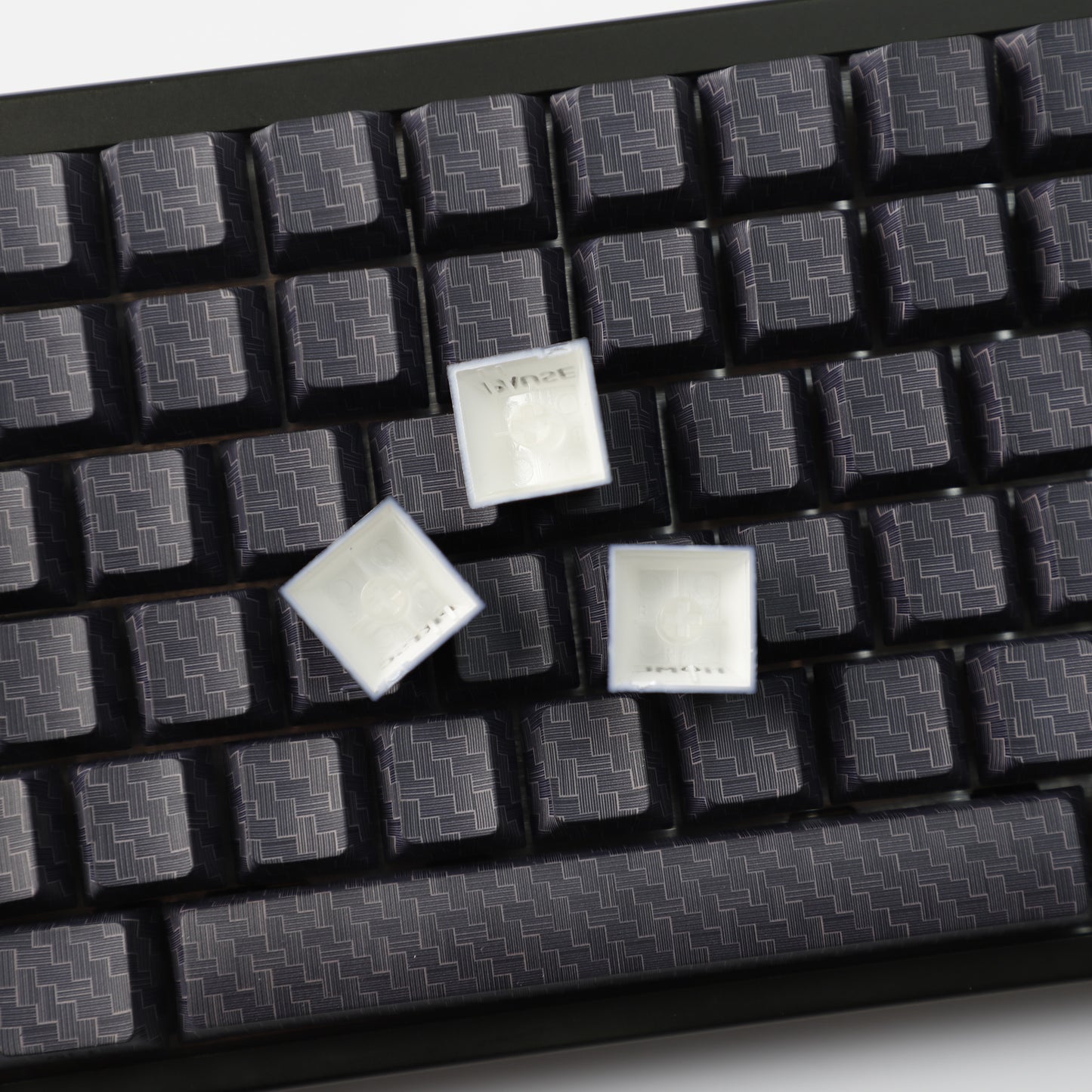 YMDK 100 Key Carbon Fiber Texture Key Caps Black Sidelit PBT Cherry Profile Custom Keycap for 61/64/68/84/87 MX Mechanical Keyboards
