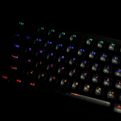 YMDK 136 Keys Jelly Black Double-shot PC Material OEM Profile Backlit Side Print Keycaps for 61/68/84/104/108 MX Mechanical Keyboard