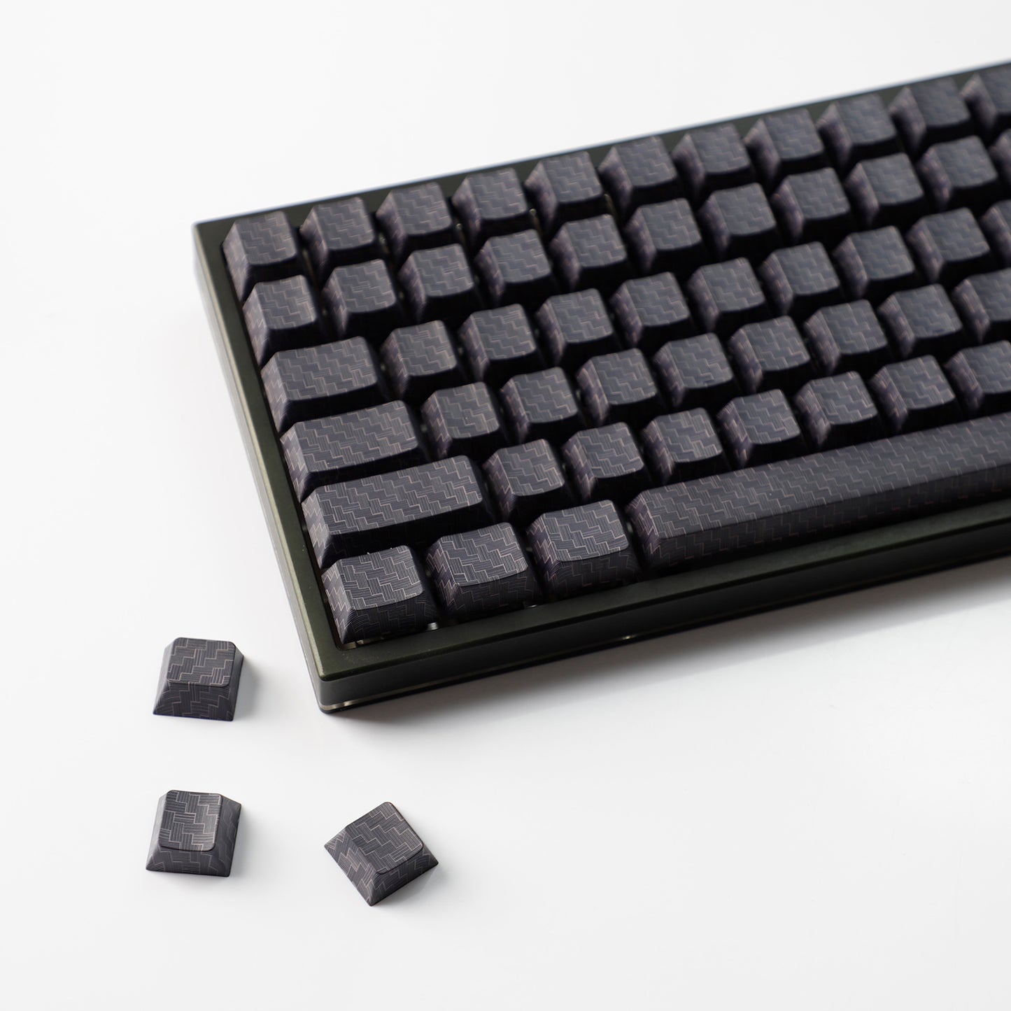 YMDK 100 Key Carbon Fiber Texture Key Caps Black Sidelit PBT Cherry Profile Custom Keycap for 61/64/68/84/87 MX Mechanical Keyboards