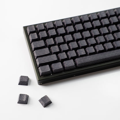 YMDK 100 Key Carbon Fiber Texture Key Caps Black Sidelit PBT Cherry Profile Custom Keycap for 61/64/68/84/87 MX Mechanical Keyboards