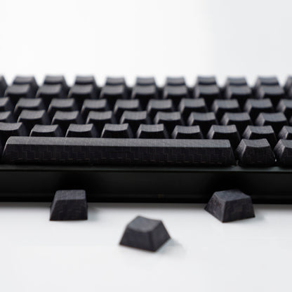 YMDK 100 Key Carbon Fiber Texture Key Caps Black Sidelit PBT Cherry Profile Custom Keycap for 61/64/68/84/87 MX Mechanical Keyboards