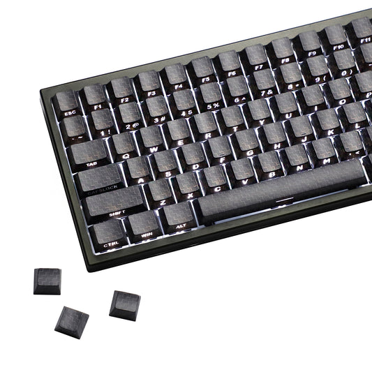 YMDK 100 Key Carbon Fiber Texture Key Caps Black Sidelit PBT Cherry Profile Custom Keycap for 61/64/68/84/87 MX Mechanical Keyboards
