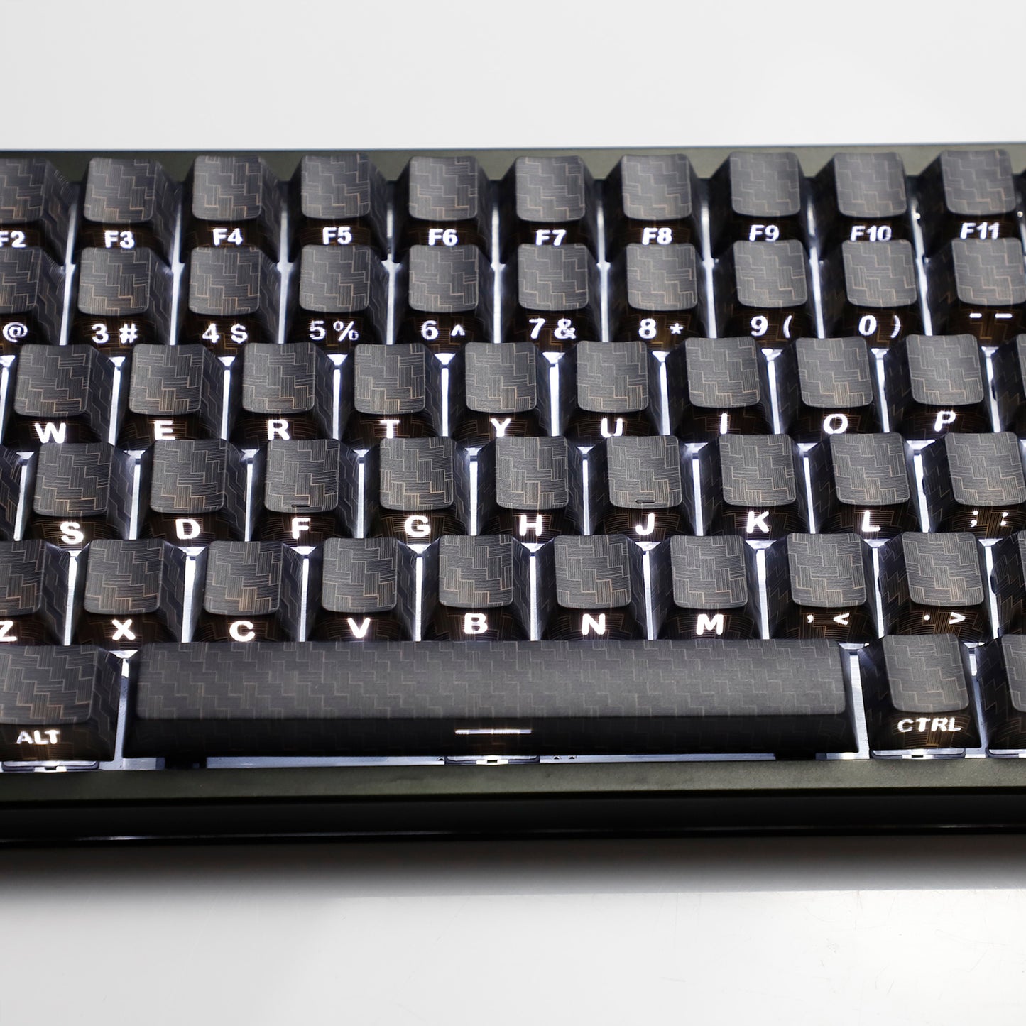 YMDK 100 Key Carbon Fiber Texture Key Caps Black Sidelit PBT Cherry Profile Custom Keycap for 61/64/68/84/87 MX Mechanical Keyboards