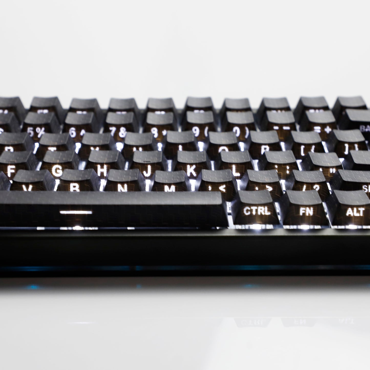 YMDK 100 Key Carbon Fiber Texture Key Caps Black Sidelit PBT Cherry Profile Custom Keycap for 61/64/68/84/87 MX Mechanical Keyboards