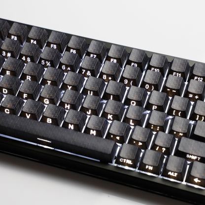 YMDK 100 Key Carbon Fiber Texture Key Caps Black Sidelit PBT Cherry Profile Custom Keycap for 61/64/68/84/87 MX Mechanical Keyboards