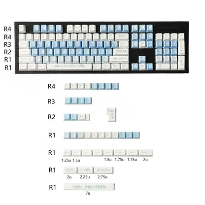 YMDK 143 Snow Future keycaps Little Snowman Cute Minimalist Style Cherry Profile Dye Sub Custom Keycap for 75/87/98/104/108 MX Mechanical Keyboard