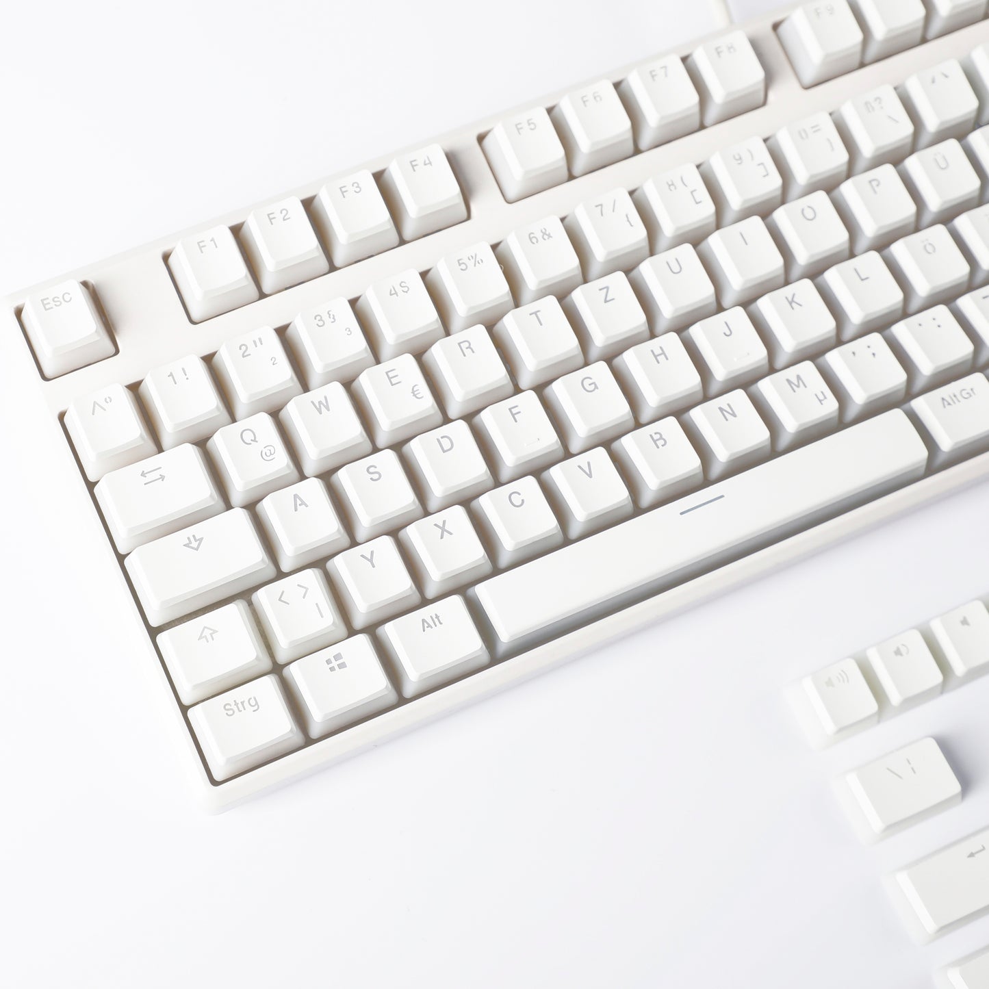 YMDK White Pudding Full Set German ISO QWERTZ Double Shot PBT Shine Through OEM Profile Keycap set For MX Switches Mechanical Keyboard