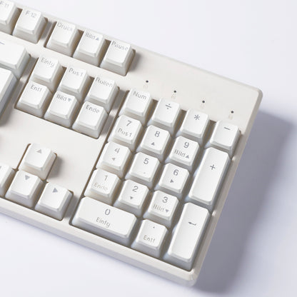 YMDK White Pudding Full Set German ISO QWERTZ Double Shot PBT Shine Through OEM Profile Keycap set For MX Switches Mechanical Keyboard