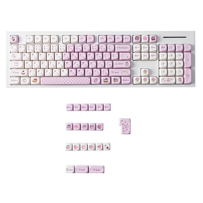 YMDK Taro Paste Bobo Theme Keycap 125 keys MOA Profile PBT  Material Dye Sub Keycaps for 61/68/84/87/98/100 MX Mechanical Keyboard