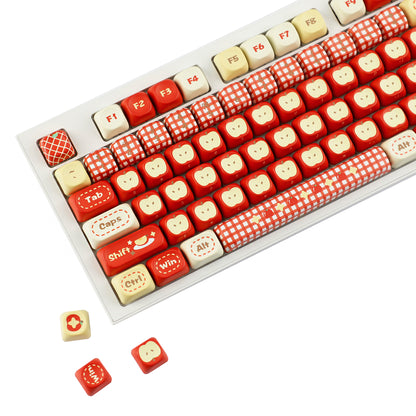 YMDK Red Apple 143 Keys MOA Profile PBT Dye-Sub Keycaps for 61/68/84/104/108 Mechanical Keyboard