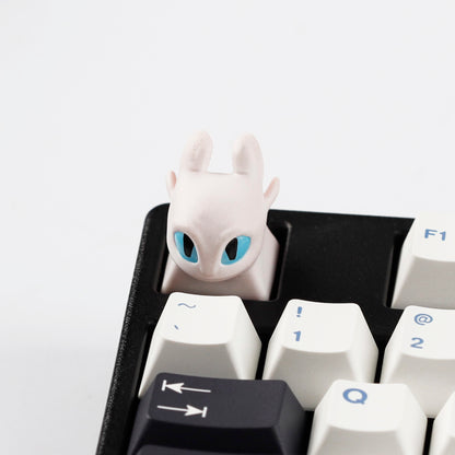 YMDK Black White Dragon Novelty Keycap Personalized Handmade Resin Creativity Custom Keycaps for MX Mechanical Keyboards