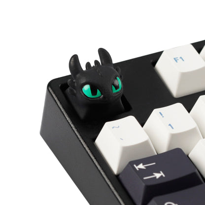 YMDK Black White Dragon Novelty Keycap Personalized Handmade Resin Creativity Custom Keycaps for MX Mechanical Keyboards