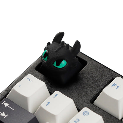 YMDK Black White Dragon Novelty Keycap Personalized Handmade Resin Creativity Custom Keycaps for MX Mechanical Keyboards