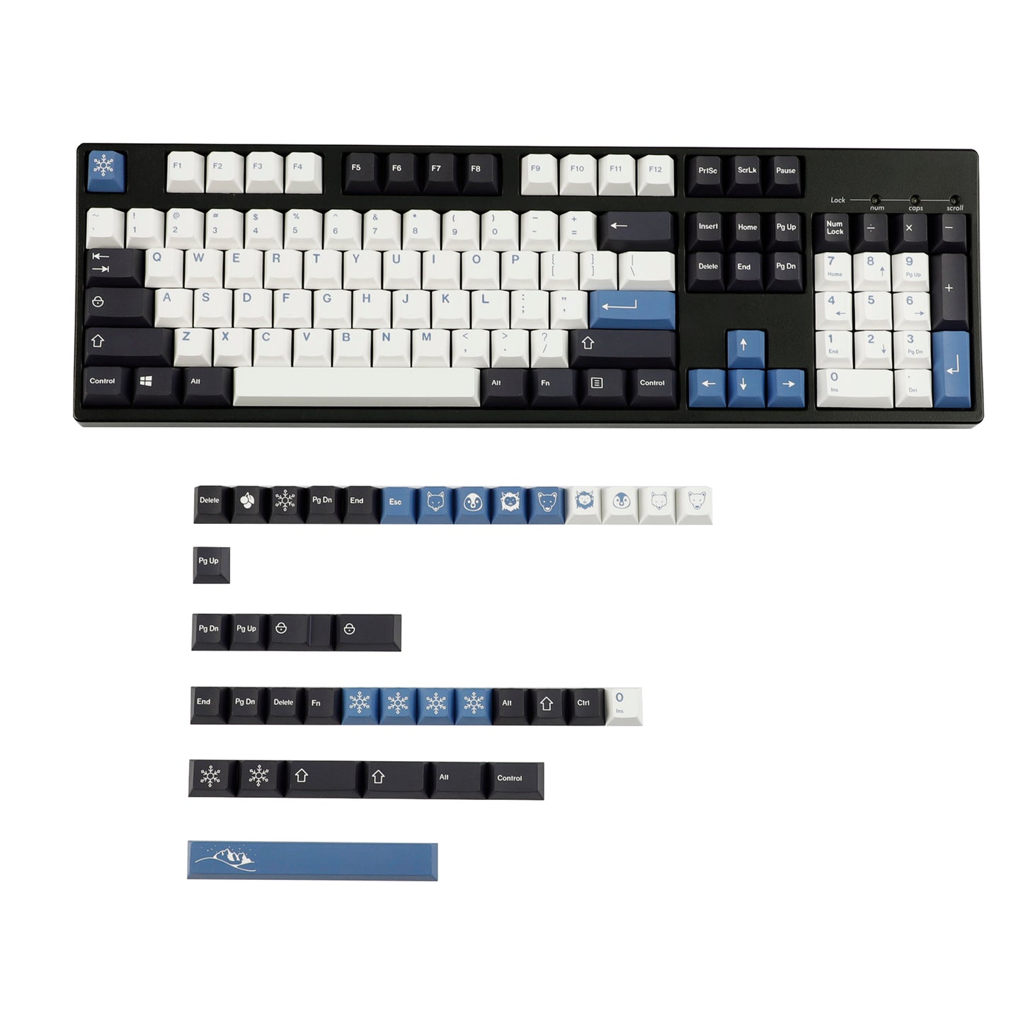 YMDK 142 Keys Arctic Circle Cherry Profile PBT Dye-Sub Keycaps for 61/68/75/84/96/100/104 MX Mechanical Keyboard