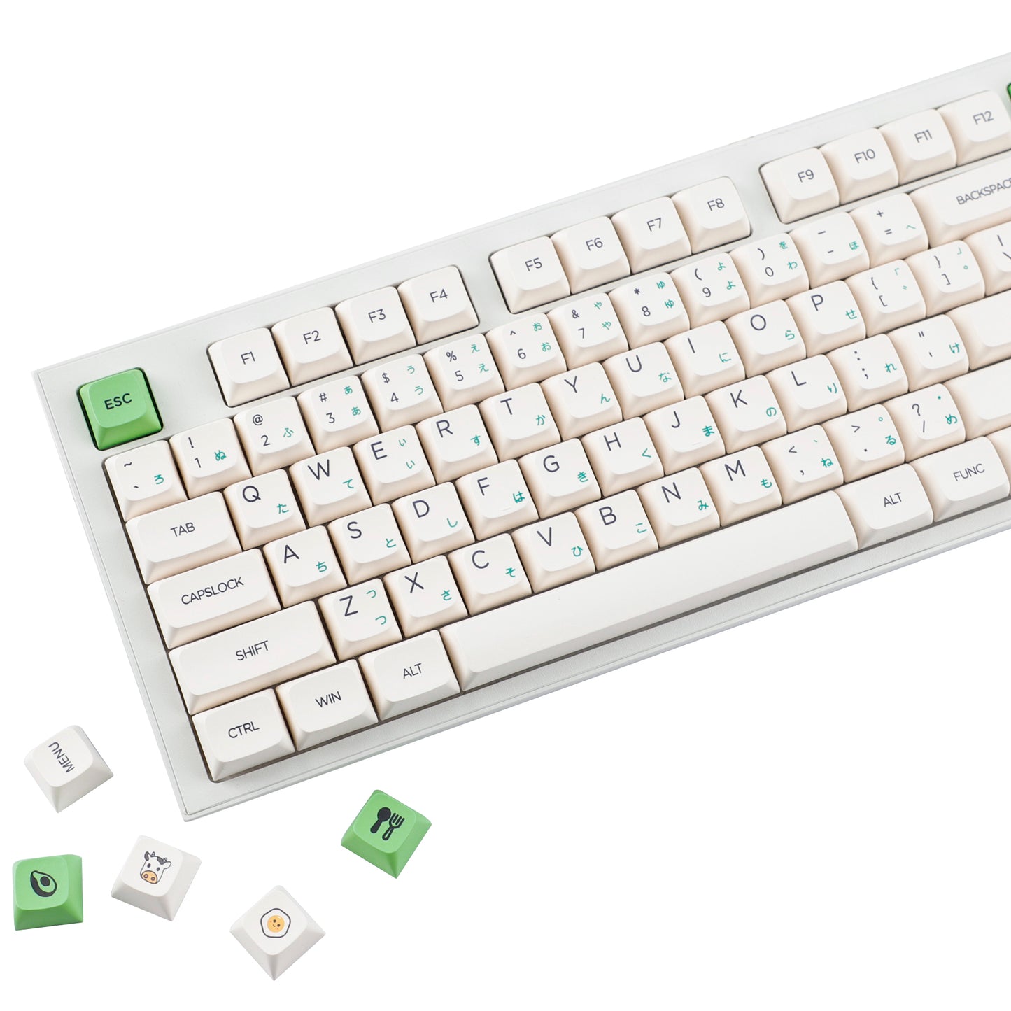YMDK Avocado PBT Keycaps XDA Profile 140 Keys Dye-Sub for 61/64/68/84/87/100/104/108 MX Mechanical Keyboard