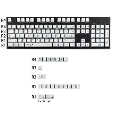 YMDK 126 keys Key of Time Theme Cherry Profile Metal Texture Keycaps Five-sided Dye Sub UV Print Keycap for 61/68/75/87/96/100/104/108 MX Mechanical Keyboard
