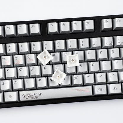 YMDK 126 keys Key of Time Theme Cherry Profile Metal Texture Keycaps Five-sided Dye Sub UV Print Keycap for 61/68/75/87/96/100/104/108 MX Mechanical Keyboard