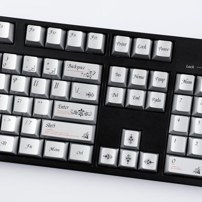 YMDK 126 keys Key of Time Theme Cherry Profile Metal Texture Keycaps Five-sided Dye Sub UV Print Keycap for 61/68/75/87/96/100/104/108 MX Mechanical Keyboard