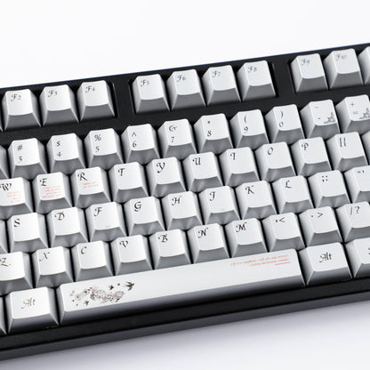 YMDK 126 keys Key of Time Theme Cherry Profile Metal Texture Keycaps Five-sided Dye Sub UV Print Keycap for 61/68/75/87/96/100/104/108 MX Mechanical Keyboard