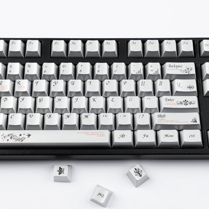 YMDK 126 keys Key of Time Theme Cherry Profile Metal Texture Keycaps Five-sided Dye Sub UV Print Keycap for 61/68/75/87/96/100/104/108 MX Mechanical Keyboard