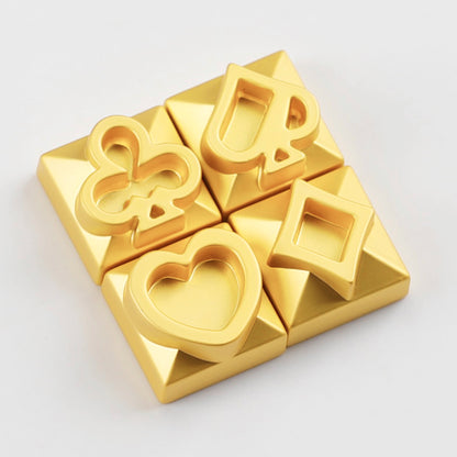 4pcs Metal Playing Card Themed Poker Keycaps Matte Gold Arrow Keys Electroplated Personalized Keycap for MX Mechanical Keyboard