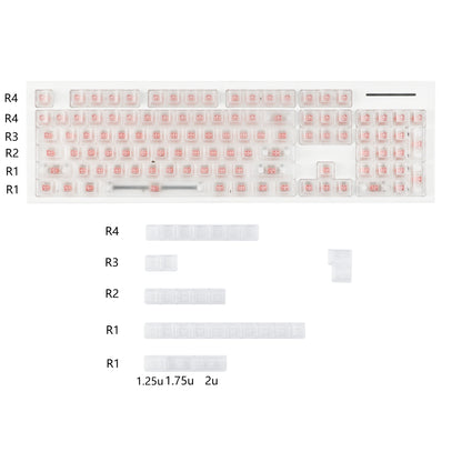 YMDK 132 keys PBT Frosted Translucent Clear Keycaps OEM Profile Shine Through Blank Custom Keycap for 61/68/75/87/96/100/104/108 MX Mechanical Keyboard