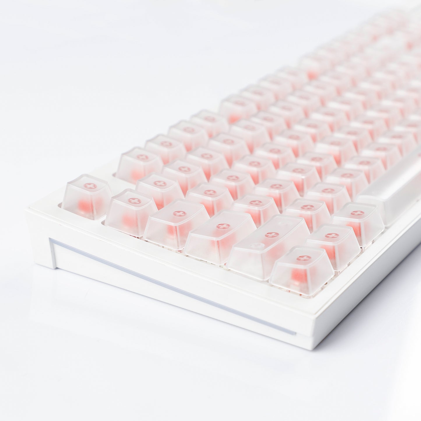 YMDK 132 keys PBT Frosted Translucent Clear Keycaps OEM Profile Shine Through Blank Custom Keycap for 61/68/75/87/96/100/104/108 MX Mechanical Keyboard