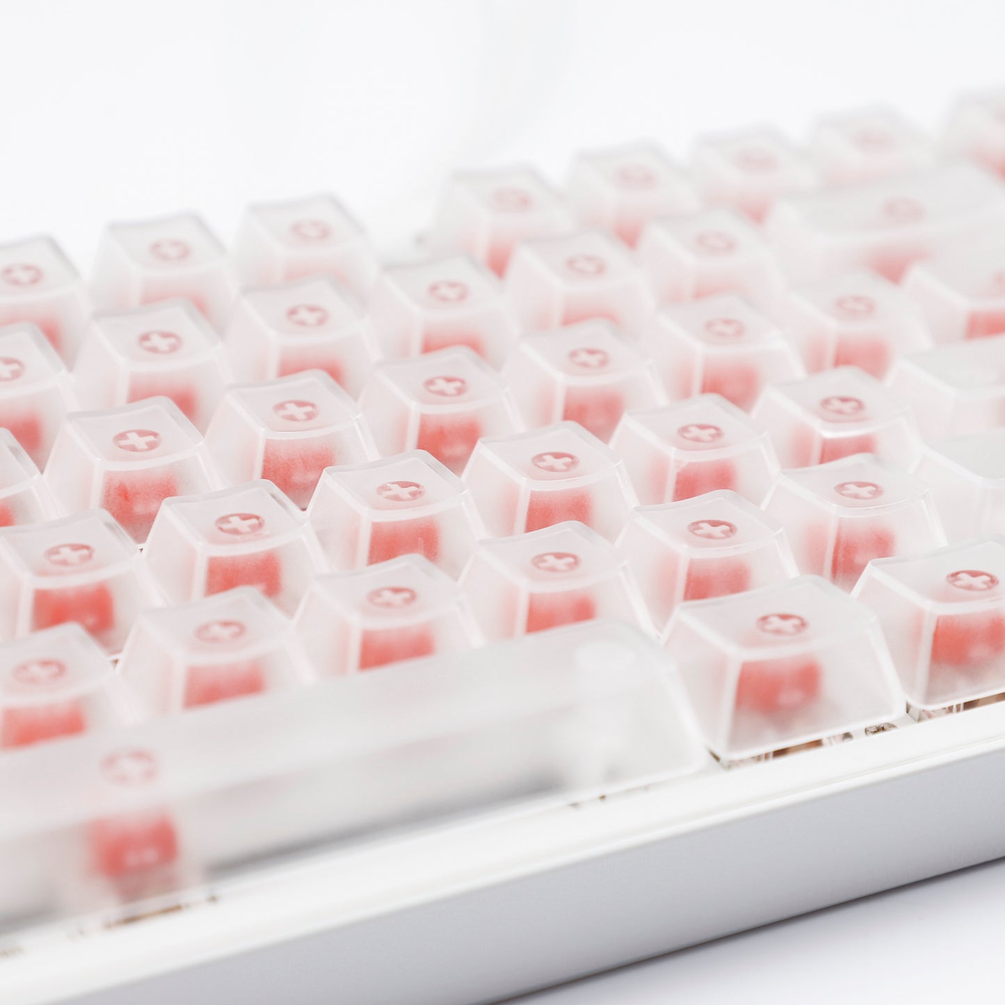 YMDK 132 keys PBT Frosted Translucent Clear Keycaps OEM Profile Shine Through Blank Custom Keycap for 61/68/75/87/96/100/104/108 MX Mechanical Keyboard
