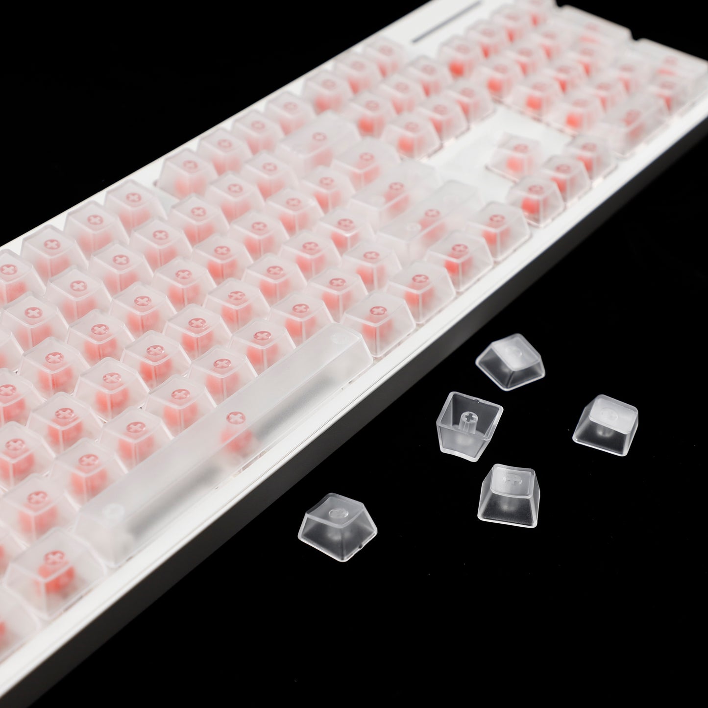 YMDK 132 keys PBT Frosted Translucent Clear Keycaps OEM Profile Shine Through Blank Custom Keycap for 61/68/75/87/96/100/104/108 MX Mechanical Keyboard