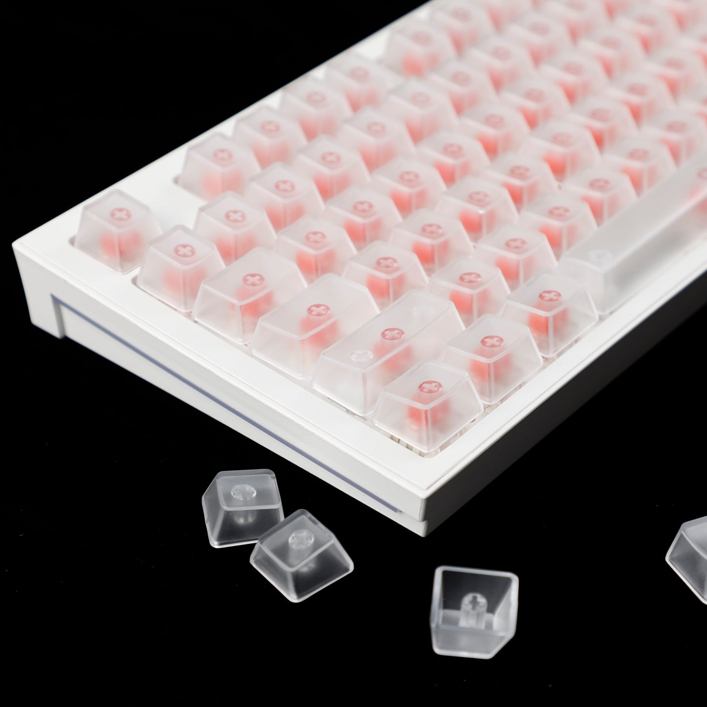 YMDK 132 keys PBT Frosted Translucent Clear Keycaps OEM Profile Shine Through Blank Custom Keycap for 61/68/75/87/96/100/104/108 MX Mechanical Keyboard