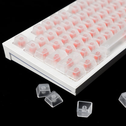 YMDK 132 keys PBT Frosted Translucent Clear Keycaps OEM Profile Shine Through Blank Custom Keycap for 61/68/75/87/96/100/104/108 MX Mechanical Keyboard