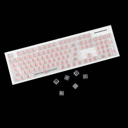 YMDK 132 keys PBT Frosted Translucent Clear Keycaps OEM Profile Shine Through Blank Custom Keycap for 61/68/75/87/96/100/104/108 MX Mechanical Keyboard
