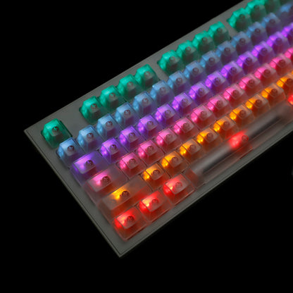 YMDK 132 keys PBT Frosted Translucent Clear Keycaps OEM Profile Shine Through Blank Custom Keycap for 61/68/75/87/96/100/104/108 MX Mechanical Keyboard