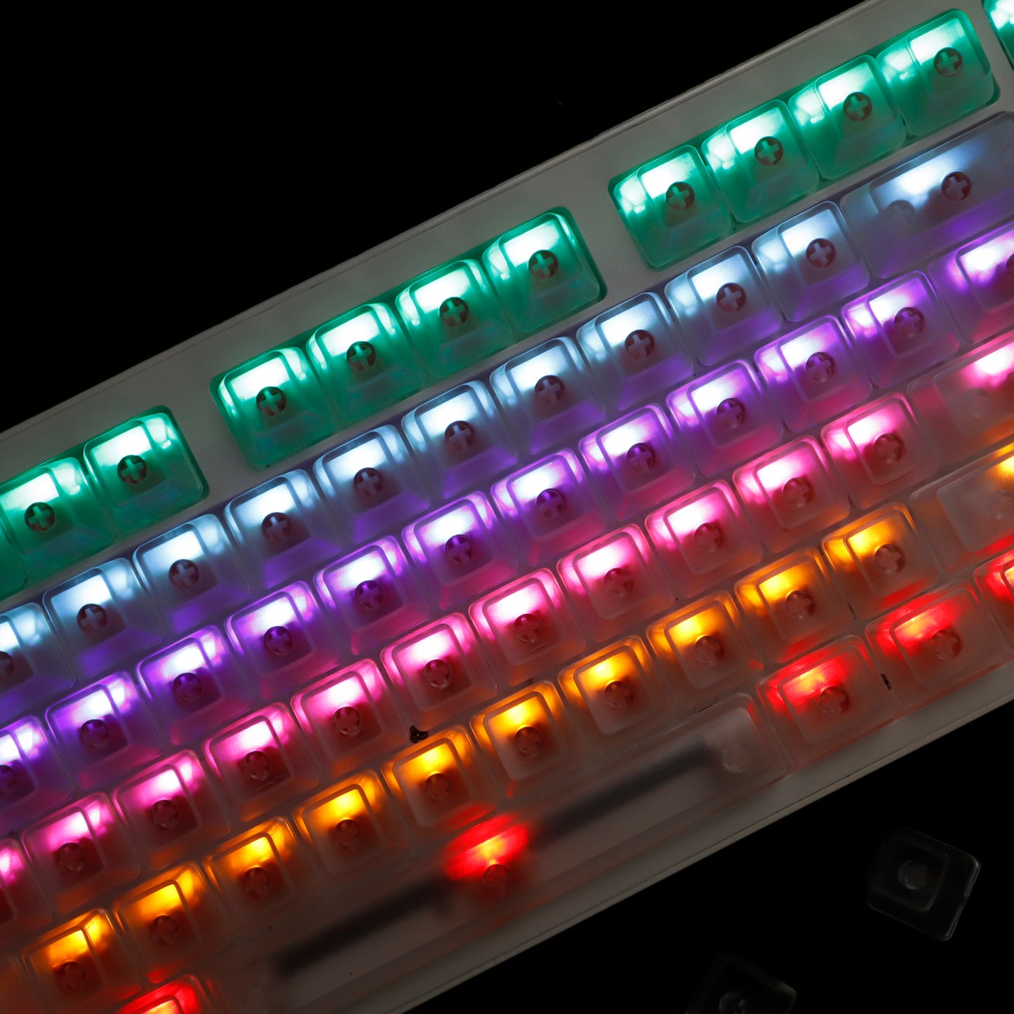 YMDK 132 keys PBT Frosted Translucent Clear Keycaps OEM Profile Shine Through Blank Custom Keycap for 61/68/75/87/96/100/104/108 MX Mechanical Keyboard
