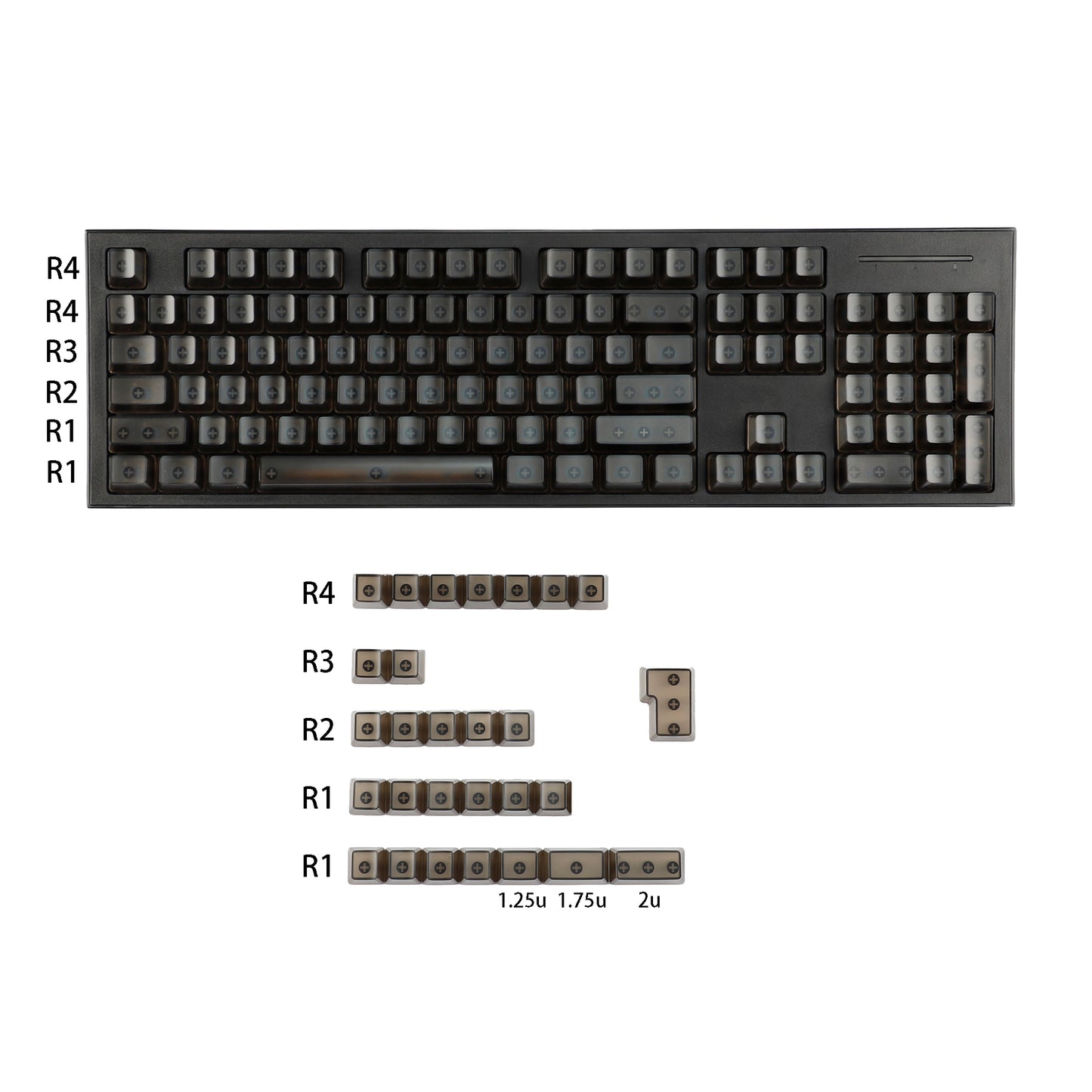 YMDK 132 keys PBT Frosted Translucent Clear Keycaps OEM Profile Shine Through Blank Custom Keycap for 61/68/75/87/96/100/104/108 MX Mechanical Keyboard