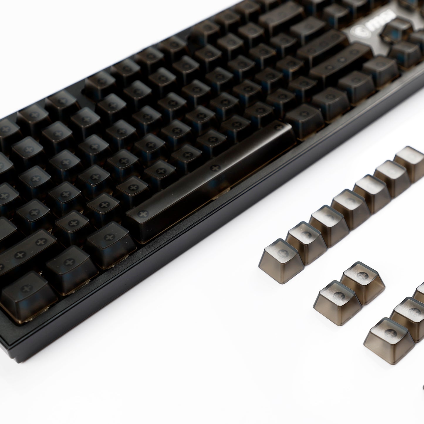 YMDK 132 keys PBT Frosted Translucent Clear Keycaps OEM Profile Shine Through Blank Custom Keycap for 61/68/75/87/96/100/104/108 MX Mechanical Keyboard