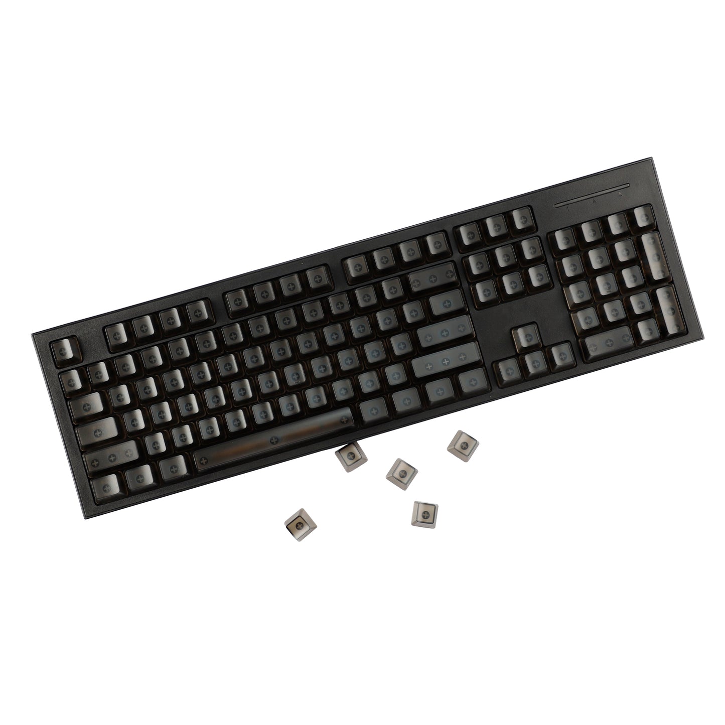 YMDK 132 keys PBT Frosted Translucent Clear Keycaps OEM Profile Shine Through Blank Custom Keycap for 61/68/75/87/96/100/104/108 MX Mechanical Keyboard