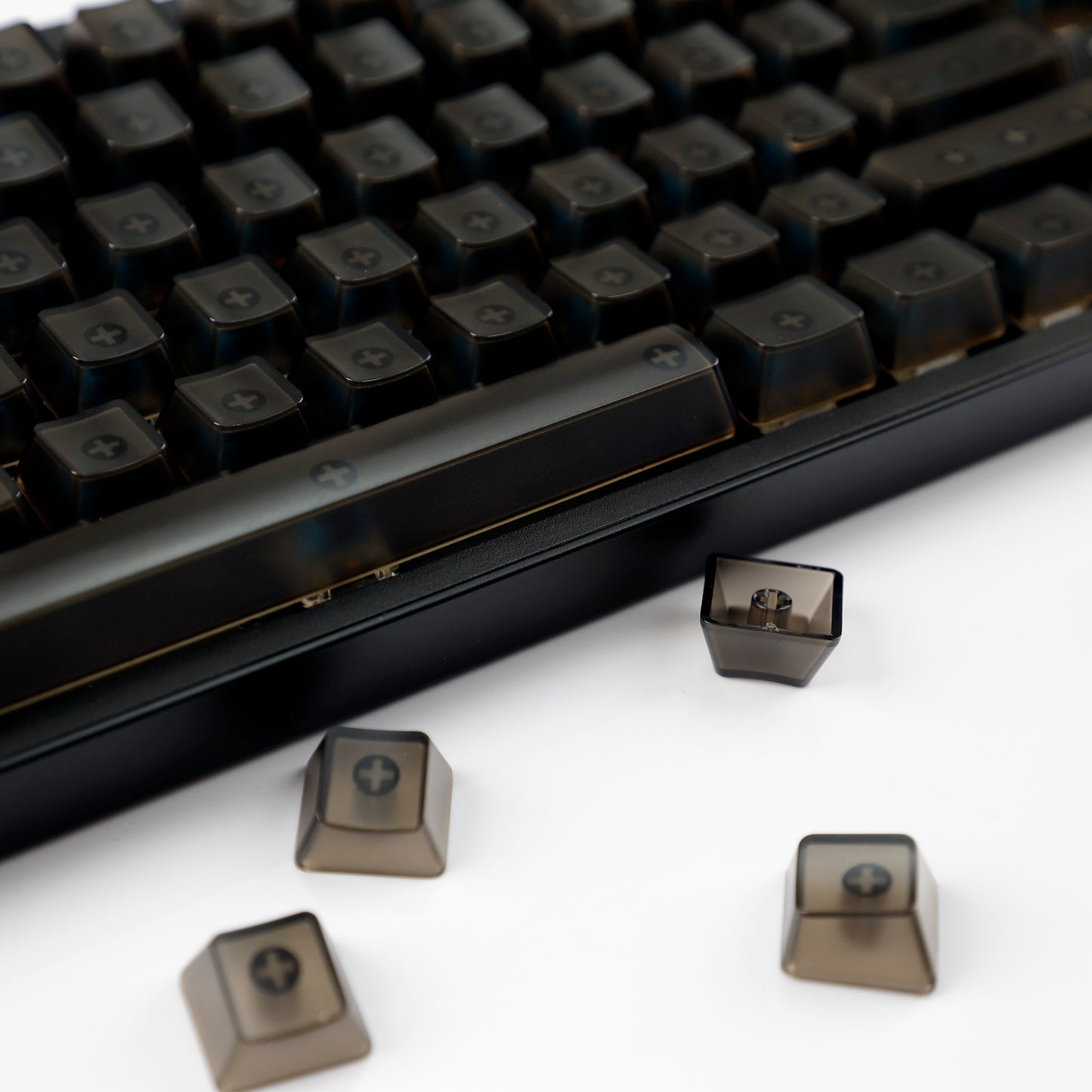 YMDK 132 keys PBT Frosted Translucent Clear Keycaps OEM Profile Shine Through Blank Custom Keycap for 61/68/75/87/96/100/104/108 MX Mechanical Keyboard