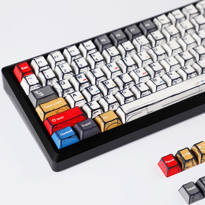 YMDK Comic Style Complete Full Set 136 Keys  Keycaps Mixed Light Keycap Creative Interesting PBT Cherry Profile Dye Sub for MX Mechanical Keyboard