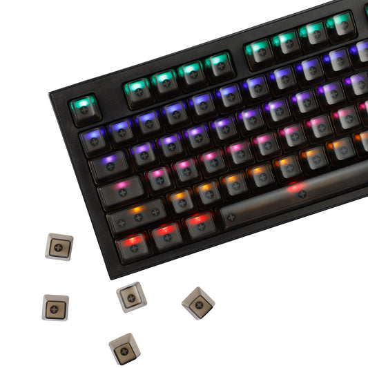 YMDK 132 keys PBT Frosted Translucent Clear Keycaps OEM Profile Shine Through Blank Custom Keycap for 61/68/75/87/96/100/104/108 MX Mechanical Keyboard
