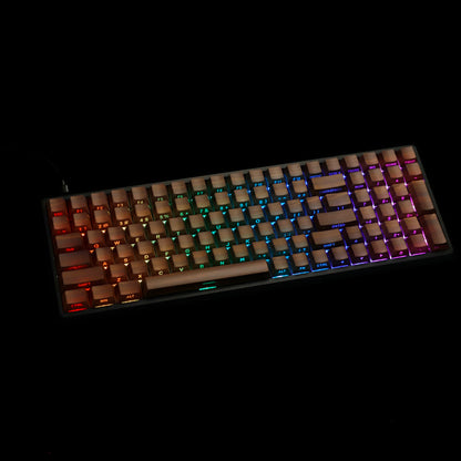 YMDK 133 Keys Walnut Wood Grain Keycaps Side-lit Cherry Profile PBT Keycap for 61 64 68 84 87 96 98 104 108 MX Mechanical Keyboards