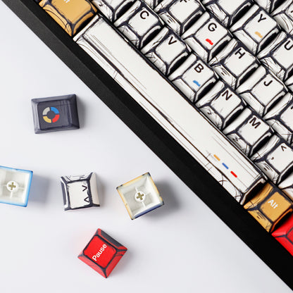 YMDK Comic Style Complete Full Set 136 Keys  Keycaps Mixed Light Keycap Creative Interesting PBT Cherry Profile Dye Sub for MX Mechanical Keyboard