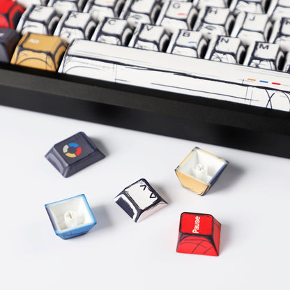 YMDK Comic Style Complete Full Set 136 Keys  Keycaps Mixed Light Keycap Creative Interesting PBT Cherry Profile Dye Sub for MX Mechanical Keyboard