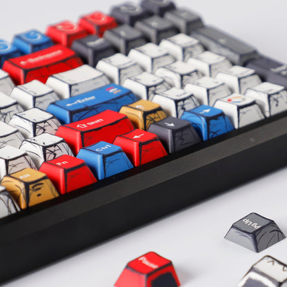 YMDK Comic Style Complete Full Set 136 Keys  Keycaps Mixed Light Keycap Creative Interesting PBT Cherry Profile Dye Sub for MX Mechanical Keyboard