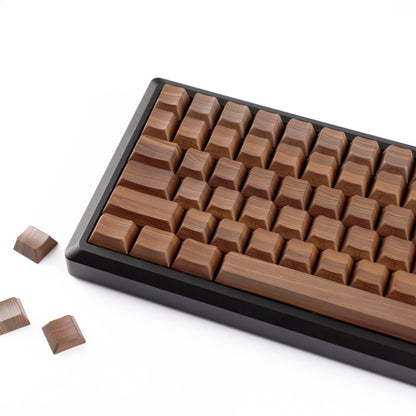 YMDK 133 Keys Walnut Wood Grain Keycaps Side-lit Cherry Profile PBT Keycap for 61 64 68 84 87 96 98 104 108 MX Mechanical Keyboards
